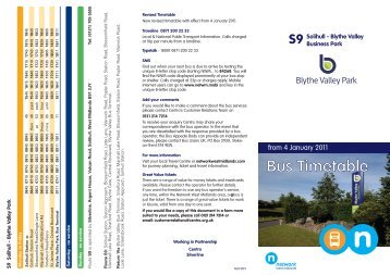 S9 timetable - Blythe Valley Park