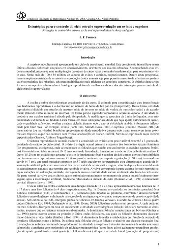 Estratégias para o controle do ciclo estral e ... - Ainfo - Embrapa