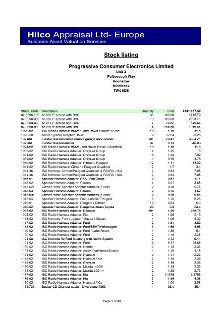 Stock Valuation to Hilco 20091202