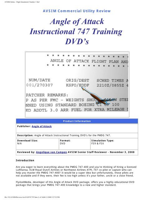 Pmdg 747 Training Dvd Avsim Online