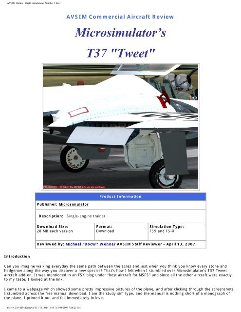 T37 "Tweet" - Avsim