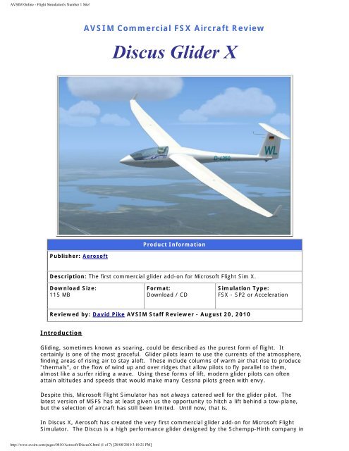 Discus Glider X - AVSIM Online