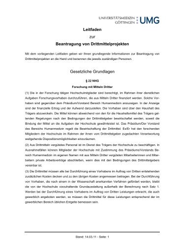 Leitfaden zur Beantragung und Abwicklung von Drittmittelprojekten