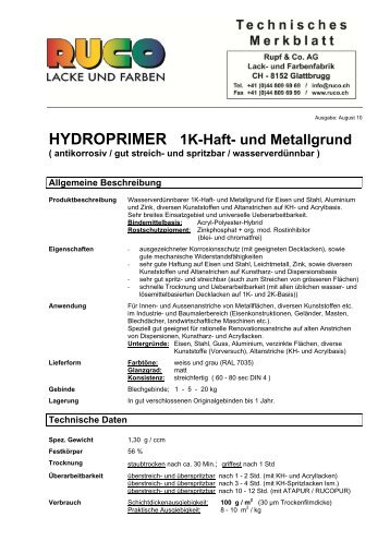 HYDROPRIMER 1K-Haft- und Metallgrund