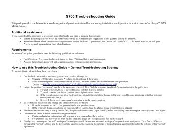 G700 Troubleshooting Guide - Avaya Support