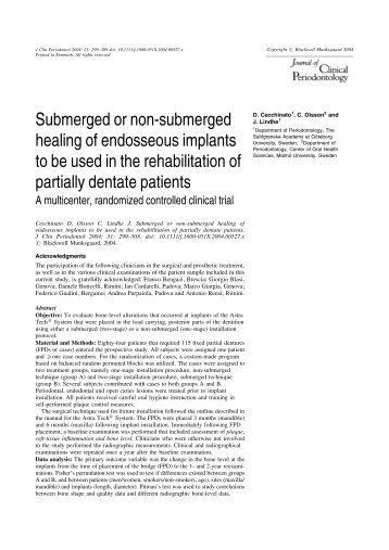 Submerged or non-submerged healing of endosseous implants to ...