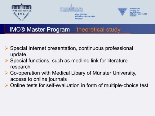 IMC Master Program - International Medical College IMC