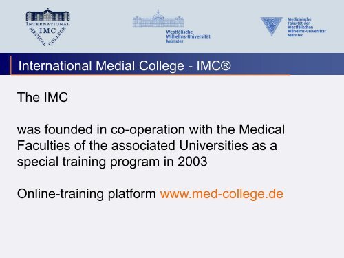 IMC Master Program - International Medical College IMC