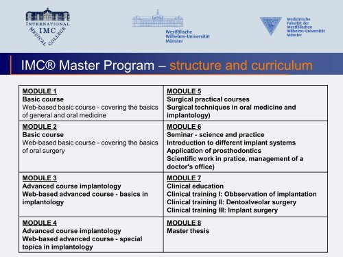 IMC Master Program - International Medical College IMC