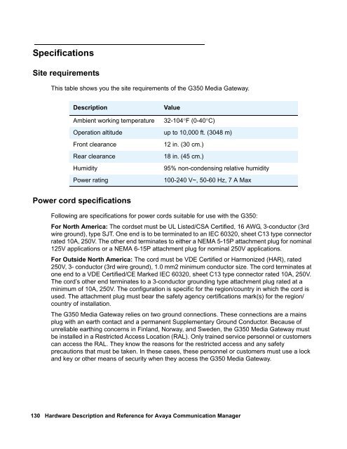 Hardware Description and Reference for Avaya ... - Avaya Support