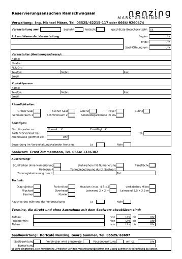 Reservierungsansuchen Ramschwagsaal - Marktgemeinde Nenzing