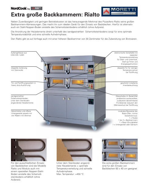 Extra große Backkammern: Rialto - NordCap