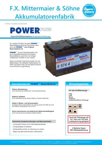 Informationsblatt Starterbatterien POWERplus (ca ... - Bayern-Batterien