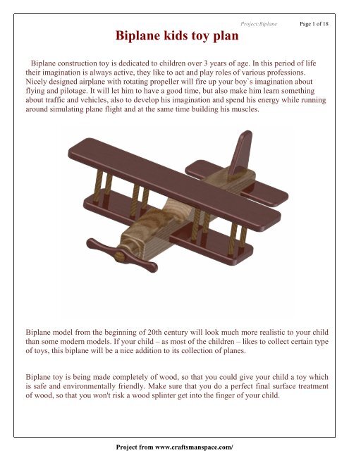 Wooden Biplane Kids Toy Plan Craftsmanspace