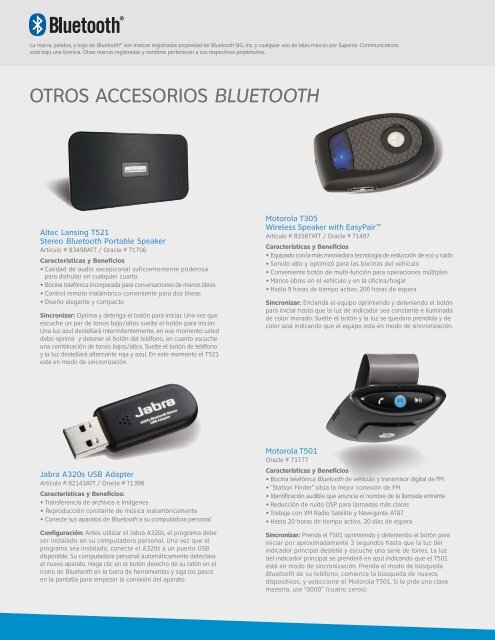 Guía de Productos Bluetooth® - Superior Communications