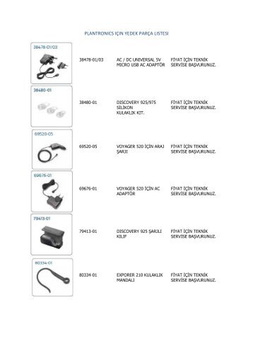 PLANTRONICS IĮIN YEDEK PARĮA LISTESI