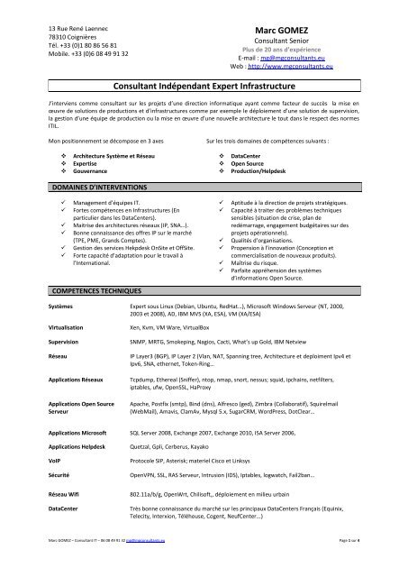 Consulter le CV - MG Consultants