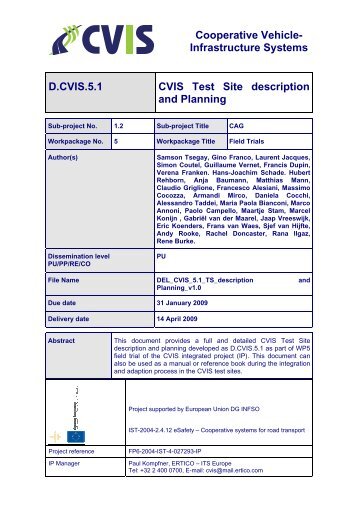 Cooperative Vehicle- Infrastructure Systems D.CVIS.5.1 ... - Ertico