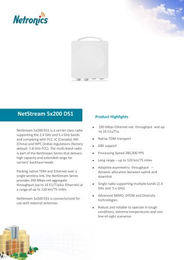 NetStream 5x200 DS1 Datasheet - Netronics Networks