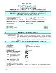 FICHE SIGNALÉTIQUE NETTOYANT ANTIGEL (-40 ° C) POUR ...