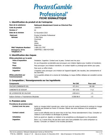 Nettoyant désinfectant Comet au Chlorinol Plus - Procter & Gamble ...