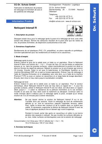 Nettoyant Intensif R - Dr. Schutz