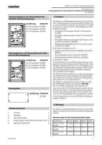 Unterputzgehäuse mit Steuerelektronik, Netzteil und ...