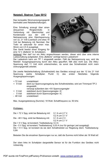 Netzteil, Statron Type 5012 - Oppermann