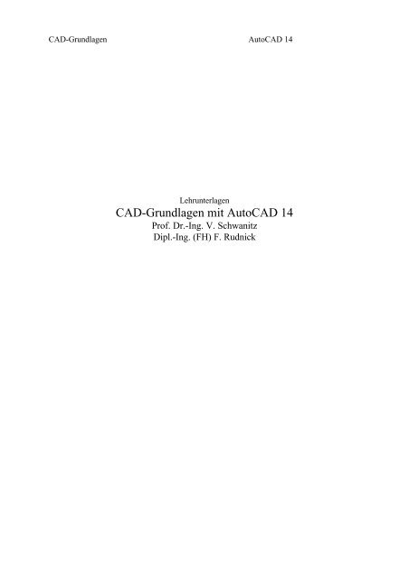 CAD-Grundlagen mit AutoCAD 14