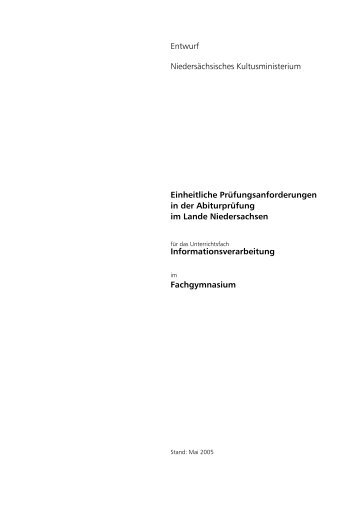 Entwurf Niedersächsisches Kultusministerium Einheitliche ...