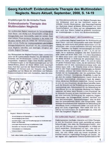 Kerkhoff G. Evidenzbasierte Therapie des Multimodalen Neglects