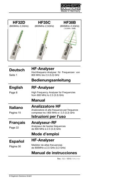 HF-Analyser - Gigahertz Solutions