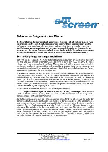 Fehlersuche bei geschirmten Räumen - EMScreen