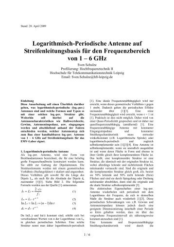 Logarithmisch Periodische Antenne auf Streifenleitungsbasis für ...