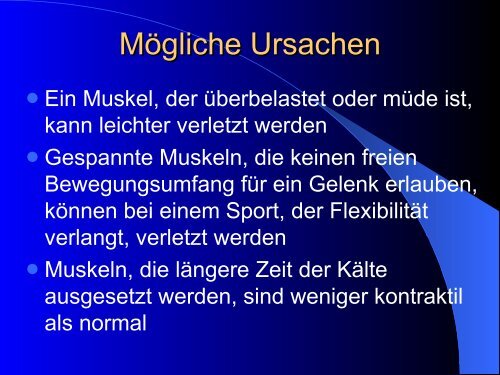 Allgemeine Verletzungen und Uberbelatungsschäden