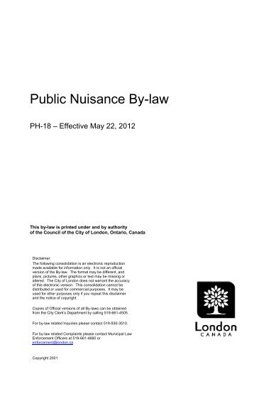 Public Nuisance By-law PH-18 - City of London