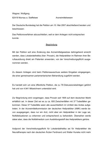 Wagner, Wolfgang 82418 Murnau a. Staffelsee Arzneimittelwesen ...