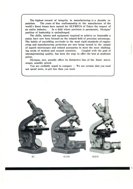 Olympus Laboratory Microscope Model E (EC and EF) Instructions