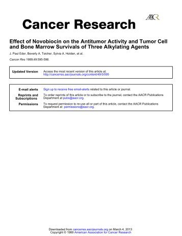 Effect of Novobiocin on the Antitumor Activity and ... - Cancer Research