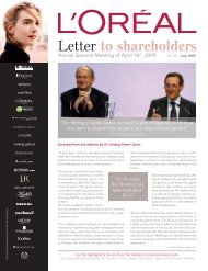 Letter to shareholders - L'Oréal Finance
