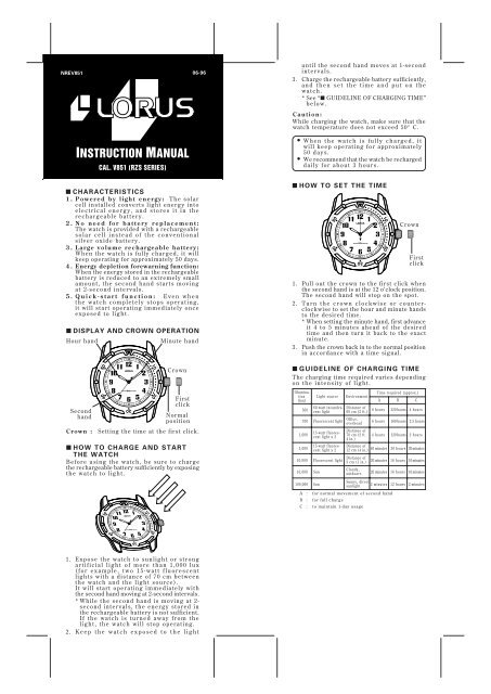 V851-E - download PDF - Lorus Watches
