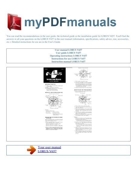User manual LORUS V657 MY PDF MANUALS