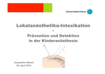 Lokalanästhetika-Intoxikation, Prävention und Detektion in der ...