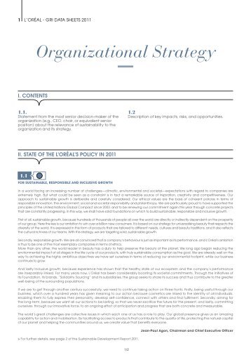 Organizational Strategy - Sustainable Development - L'Oréal