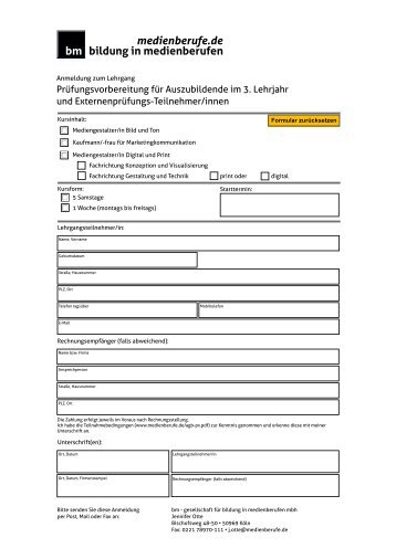 download Anmeldeformular - Bildung in Medienberufen