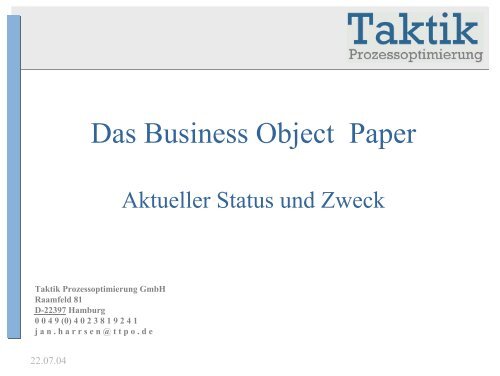 Das Business Object Paper - MSP Medien Systempartner