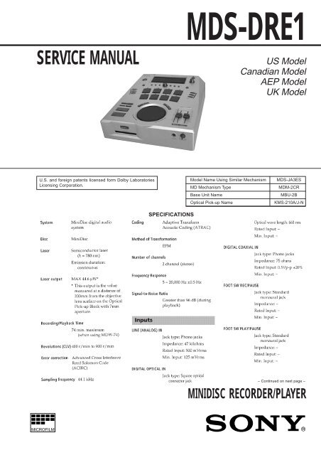 Mds-dre1 - MiniDisc Community Page