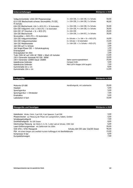 Mietpreisliste 2013 - A.K.u.s.t.i.k Veranstaltungstechnik