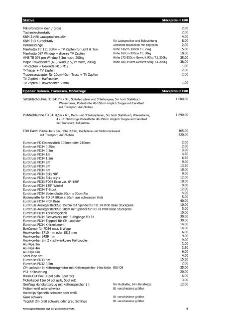 Mietpreisliste 2013 - A.K.u.s.t.i.k Veranstaltungstechnik