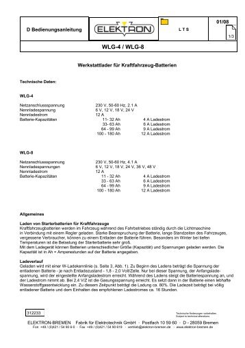 WLG 4 / Bedienungsanleitung - ELEKTRON Bremen GmbH